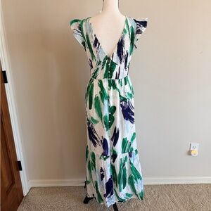 Anthropologie Backless Dress in Green and Blue
